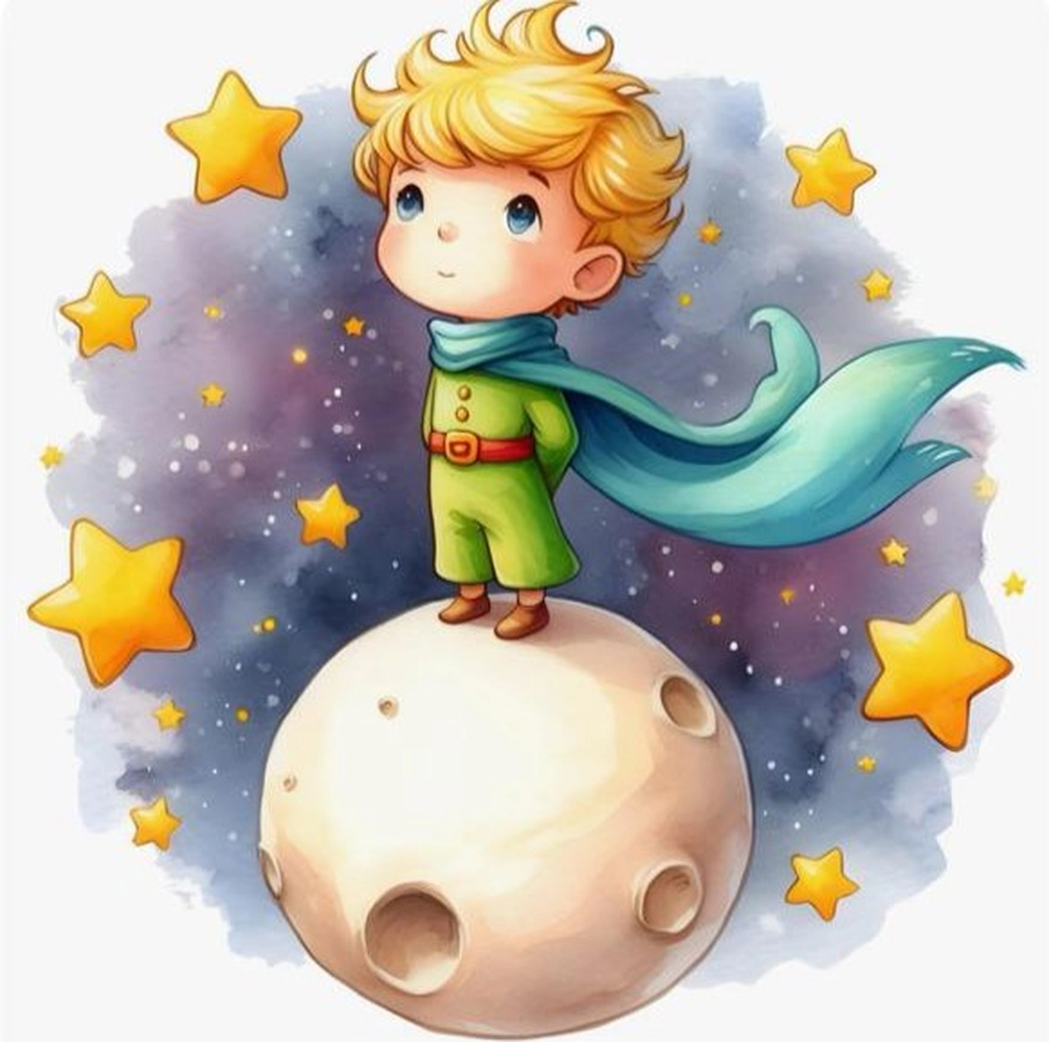 Die Figur des Kleinen Prinzen aus der klassischen Novelle von Antoine de Saint-Exupéry. Von Petar Borisov